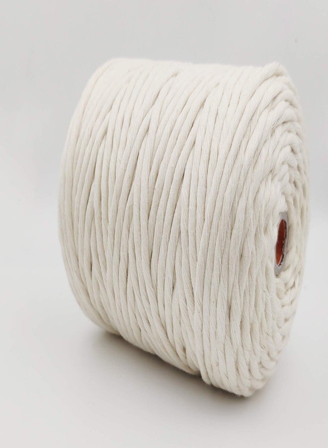 BOBBINY خيط مكرمية قطني أحادي الشعيرة من بوبيني | خيط مكرمية للأعمال اليدوية، والمكرمية، وغيرها من المشاريع | أبيض كريمي | 4 مم، 100 متر - Image 3